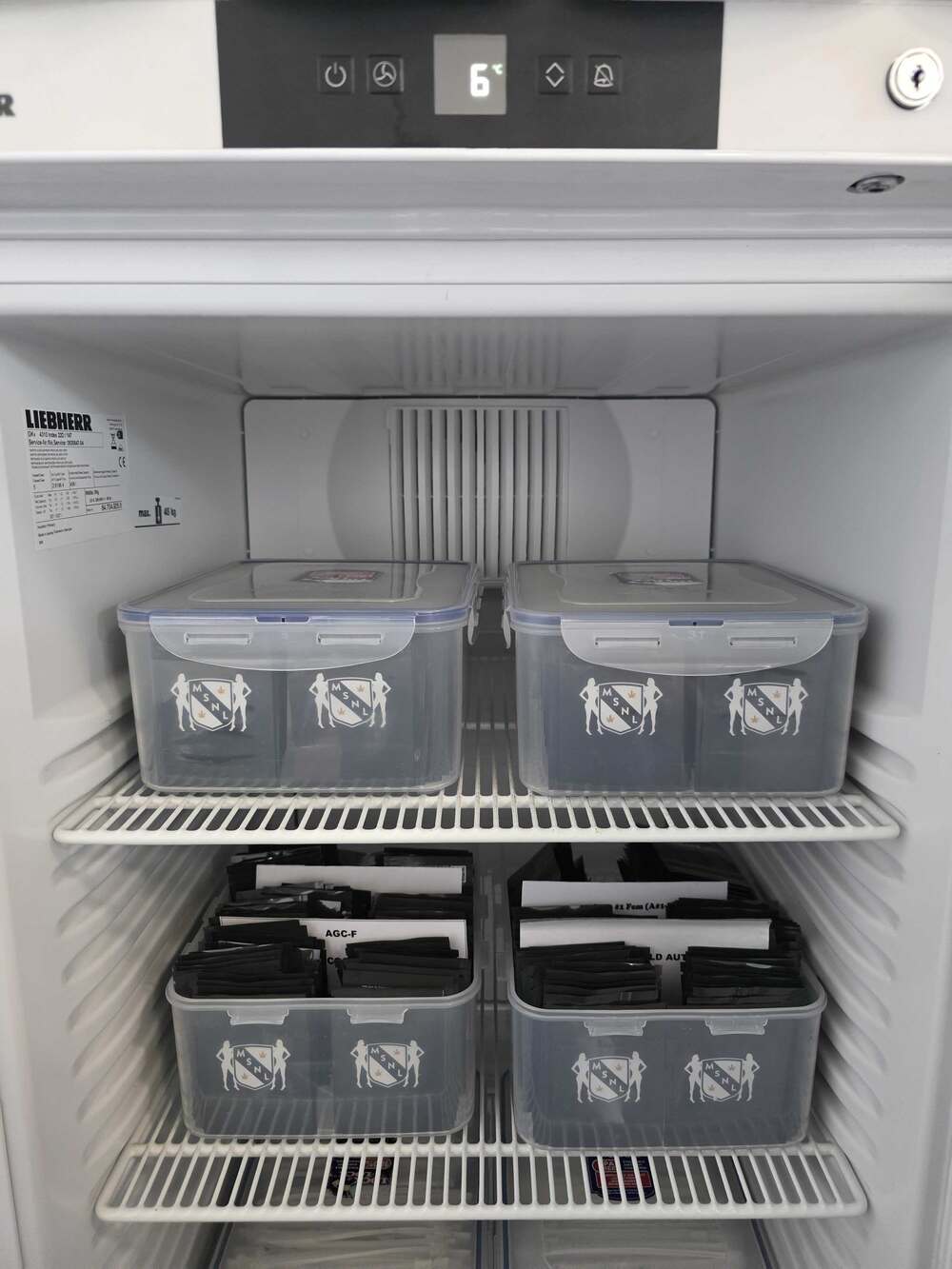 MSNL seed packs stored in a refrigerated cabinet at 6 degrees Celsius