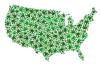 map of usa made of marijuana leaves