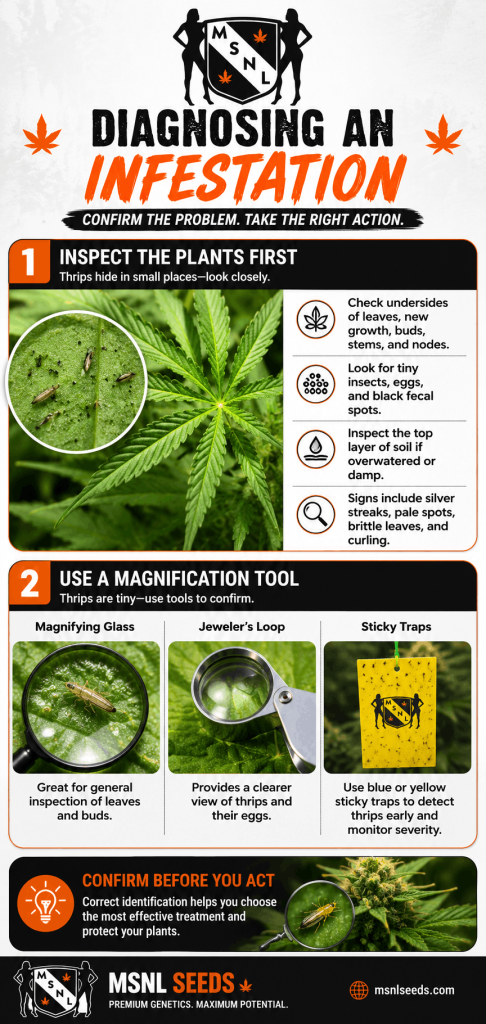 diagnoising infestation for thrips chart