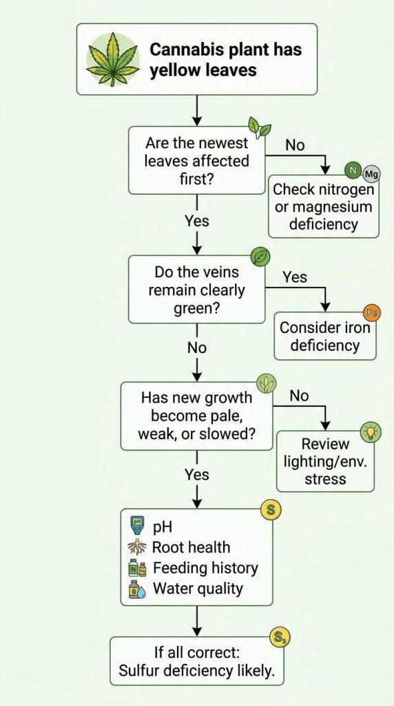 cannabis nutrient deficiency flowchart