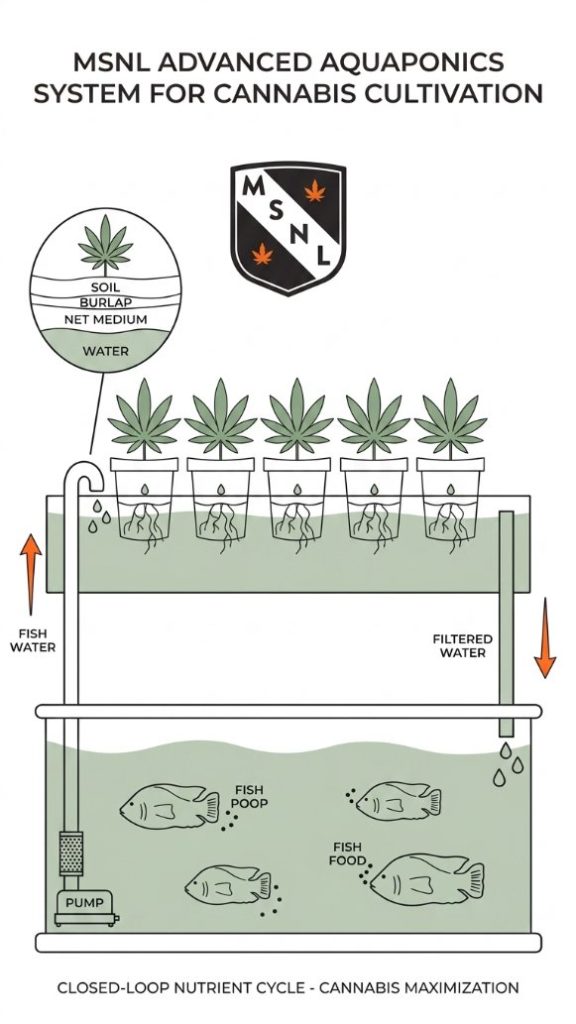 MSNL Aquaponics cannabis setup