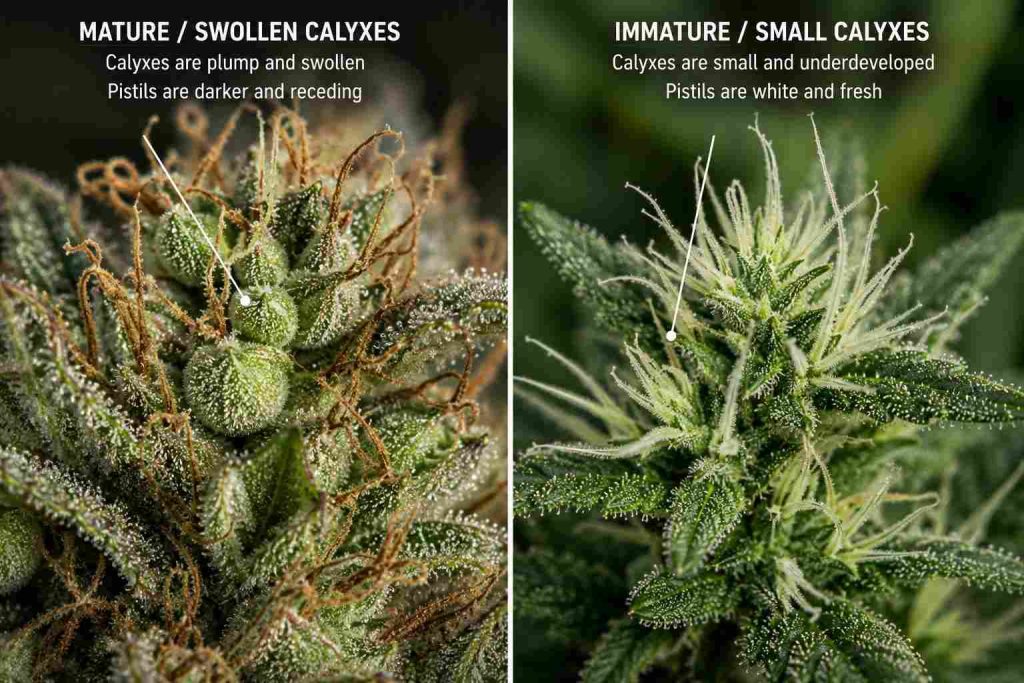 mature and imature cannabis comparison