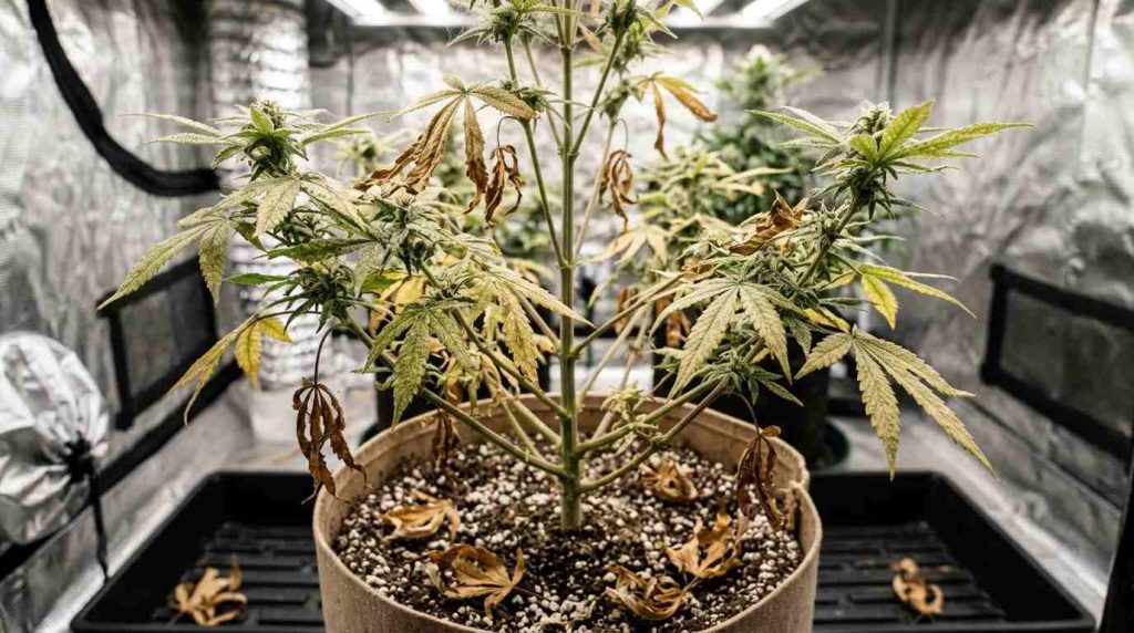 premature leaf cannabis plants