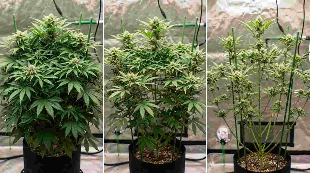 Light cannabis defoliation compared with heavy defoliation and schwazzing