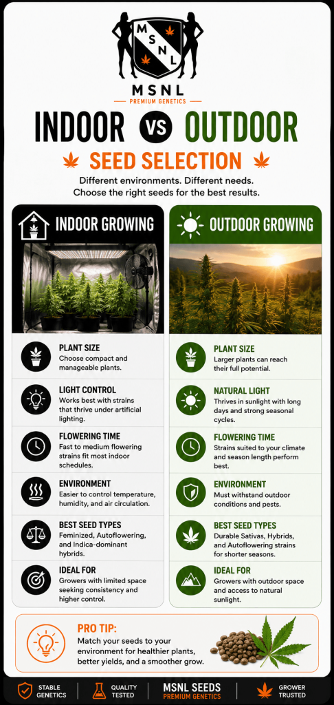cannabis seeds indoor and outdoor comparison chart