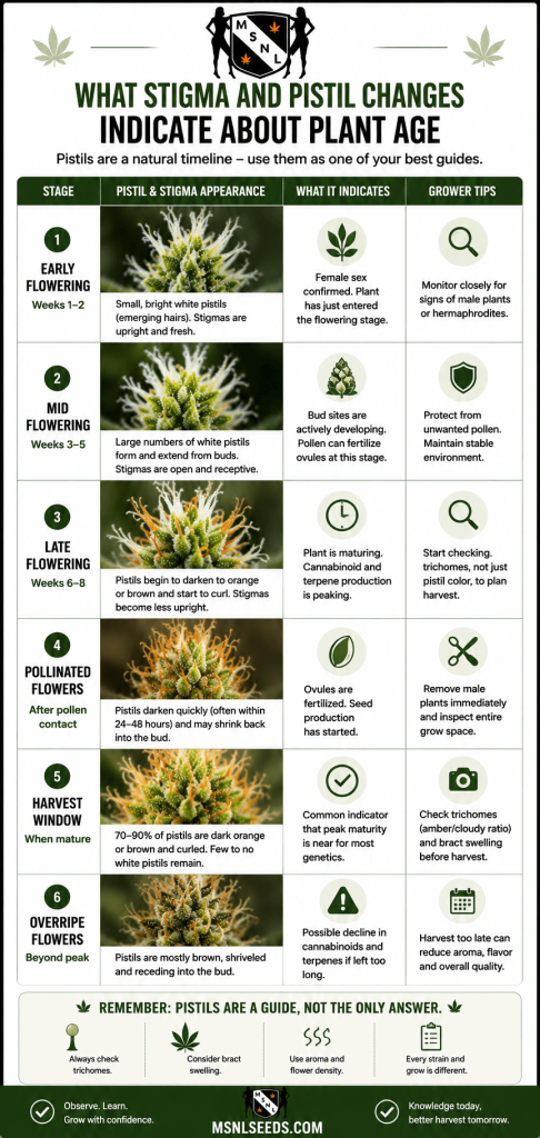 what stigmas and pistil changes indicate about plant age