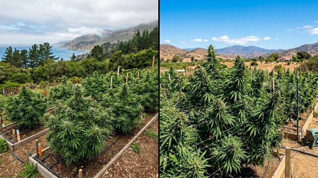 cannabis plant growing outdoors climate comparison