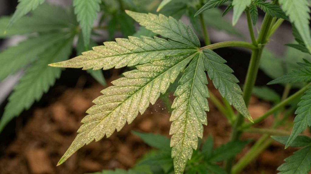 cannabis plants spider mites fading green leaves