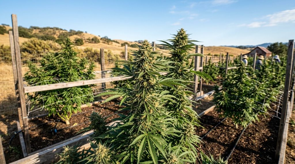 cannabis plants growing in the sunlight