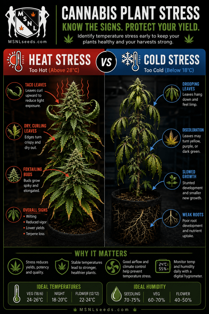 cannabis plant stress for temperature