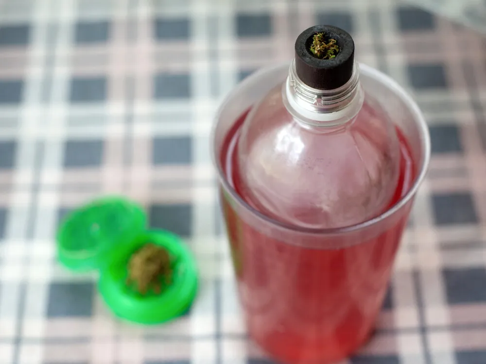 home made gravity bong with bottle