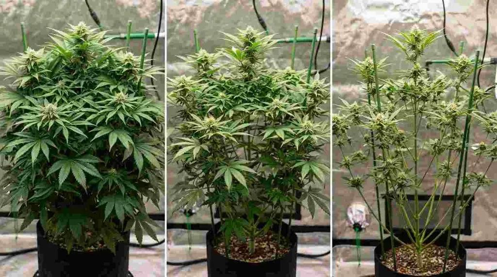Light cannabis defoliation compared with heavy defoliation and schwazzing