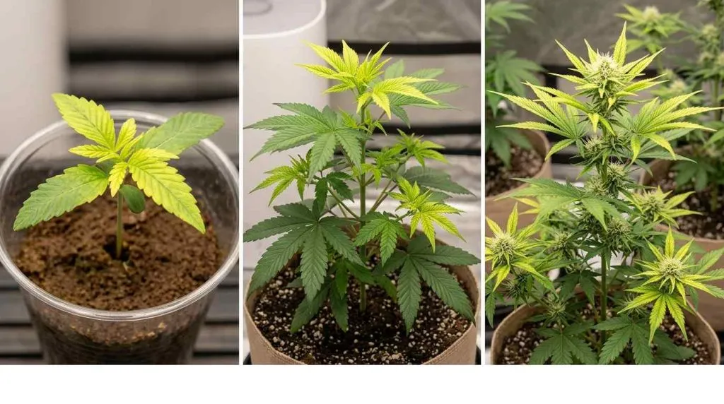 cannabis iron deficiency stages in seedling, veg and flowering