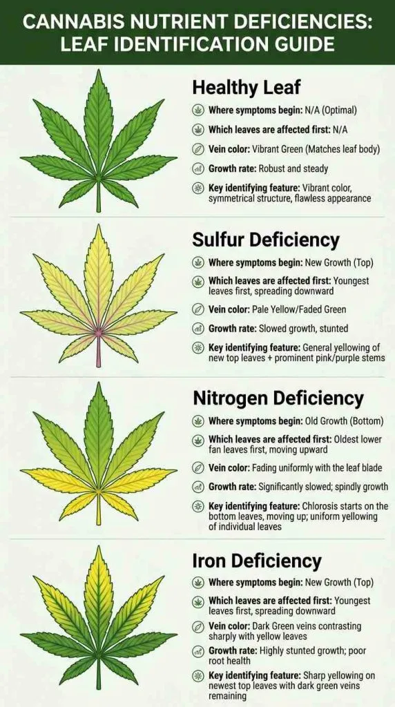 cannabis leaf deficiencies infographic