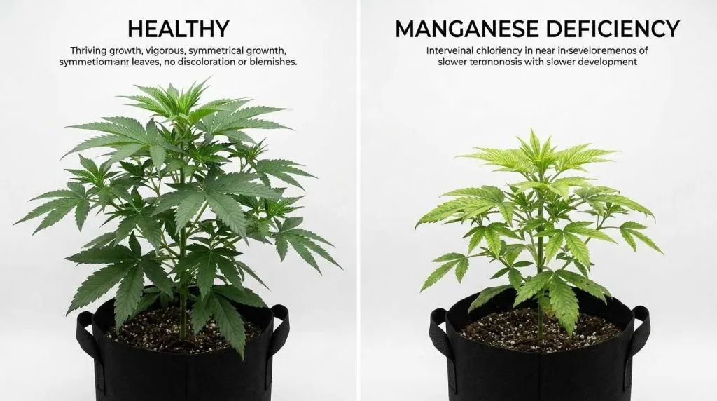reduced plant growth manganese deficiency