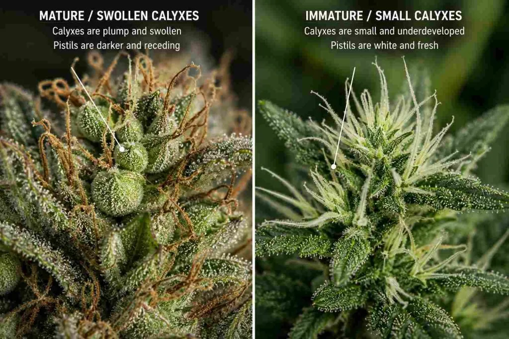 mature and imature cannabis comparison