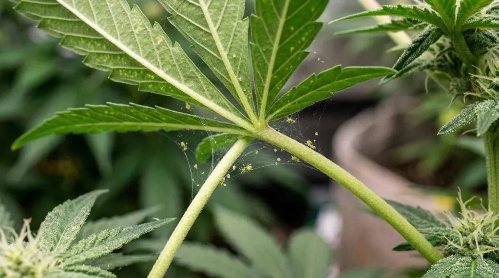 webbing on cannabis plants spider mites