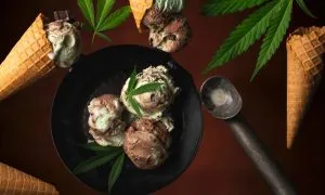 cannabis ice cream on a plate