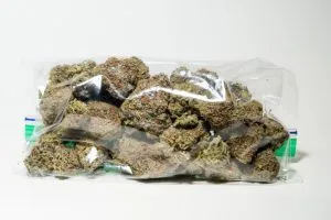 a zip of weed stored in an airtight zip bag